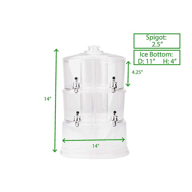 Mind Reader 2 Tier Split Compartment Beverage Drink Dispenser with Spigot and Ice Bucket Bottom
