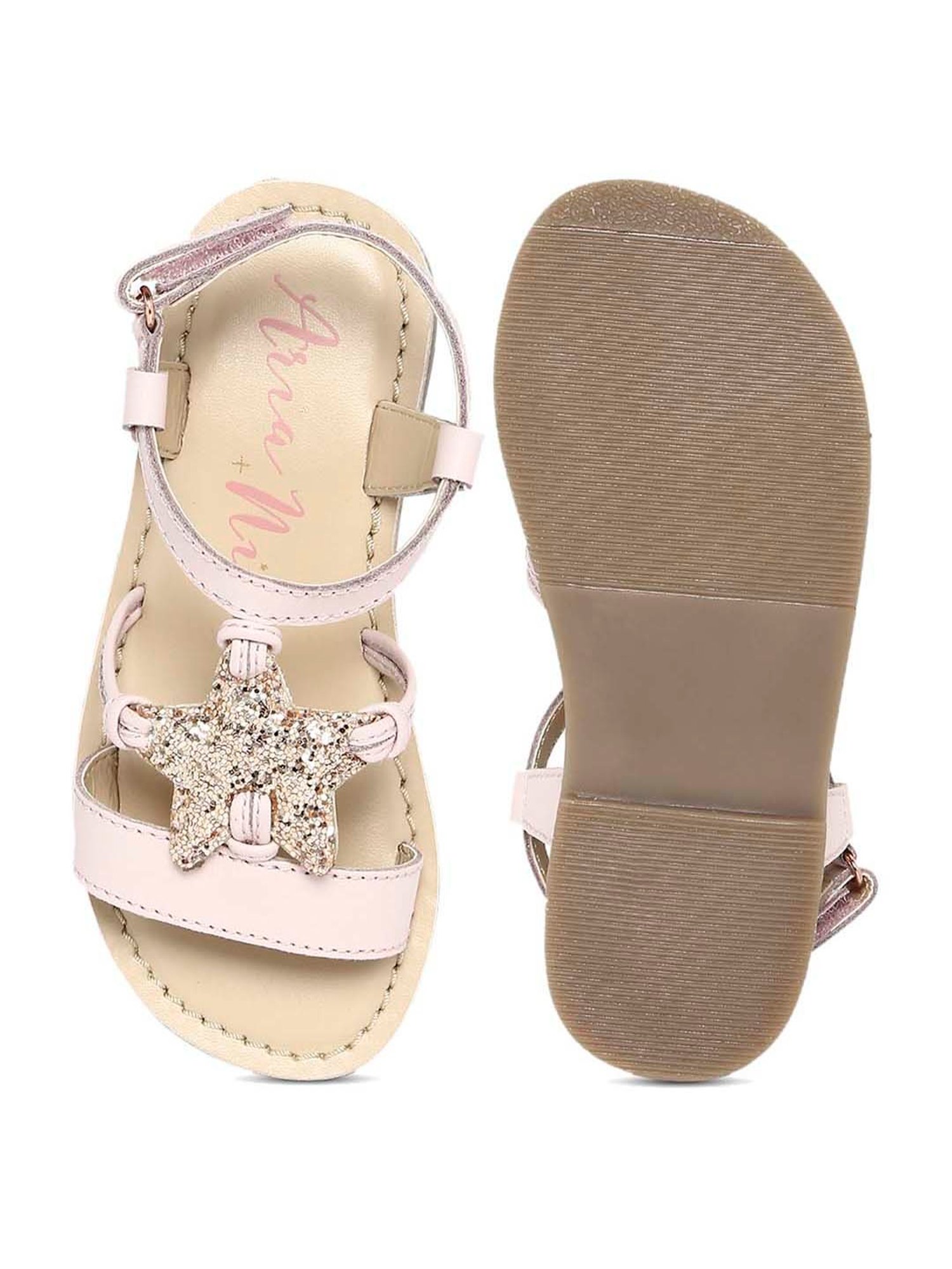 Aria Nica Kid's Sparkle Pink Ankle Strap Sandals