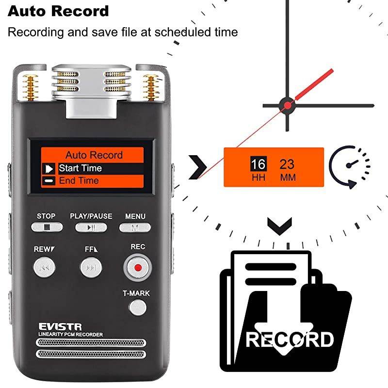 Digital Voice Recorder 8GB L531536KPBS PCM Stereo Audio Recording Device Portable Dictaphone Microphone Gain Controllable Noise Reduction