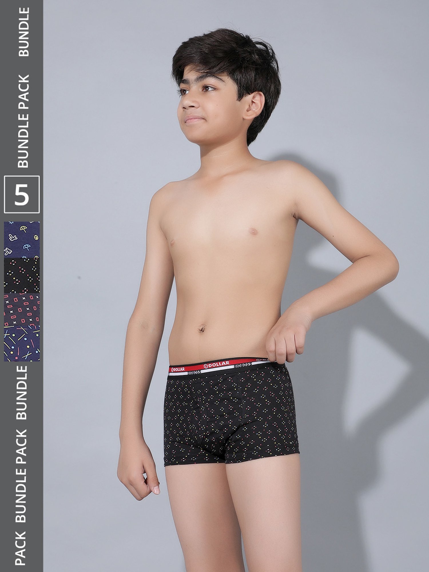 Frenchie Kids Pink & Grey Solid Briefs (Pack Of 2)
