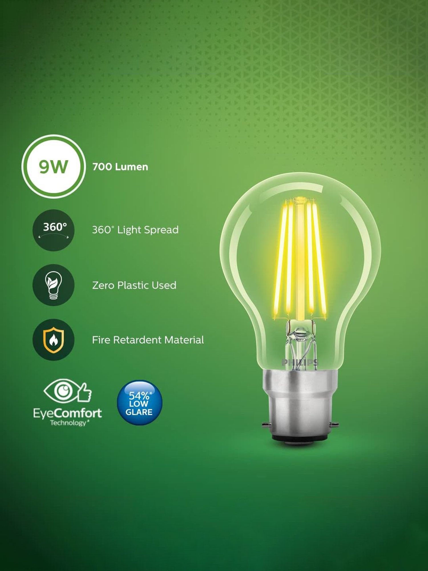 Eveready 0.5 W Standard B22 LED Bulb Pack of 12 (Green)