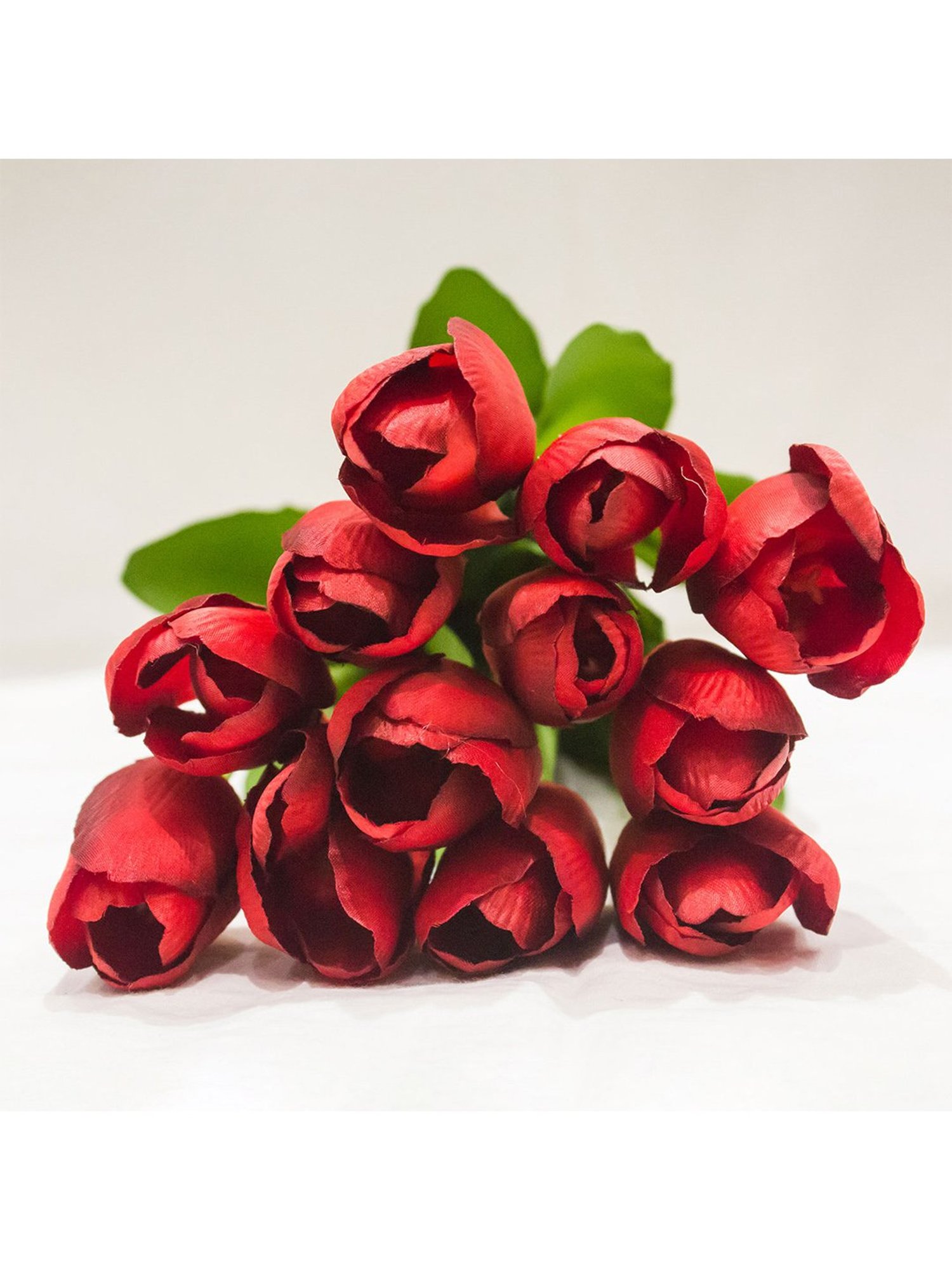 Amflix Red Artificial Tulip Flowers Bunch