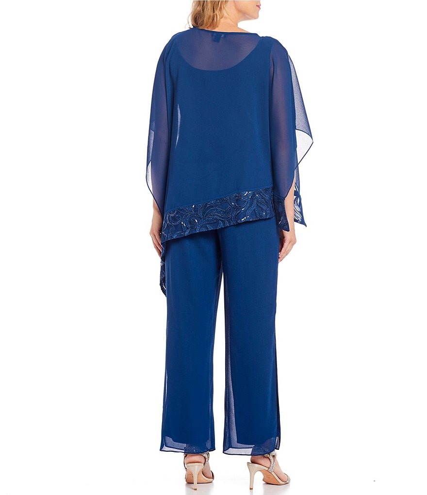 Le Bos Embroidered Trim Two Piece Georgette Pant Set