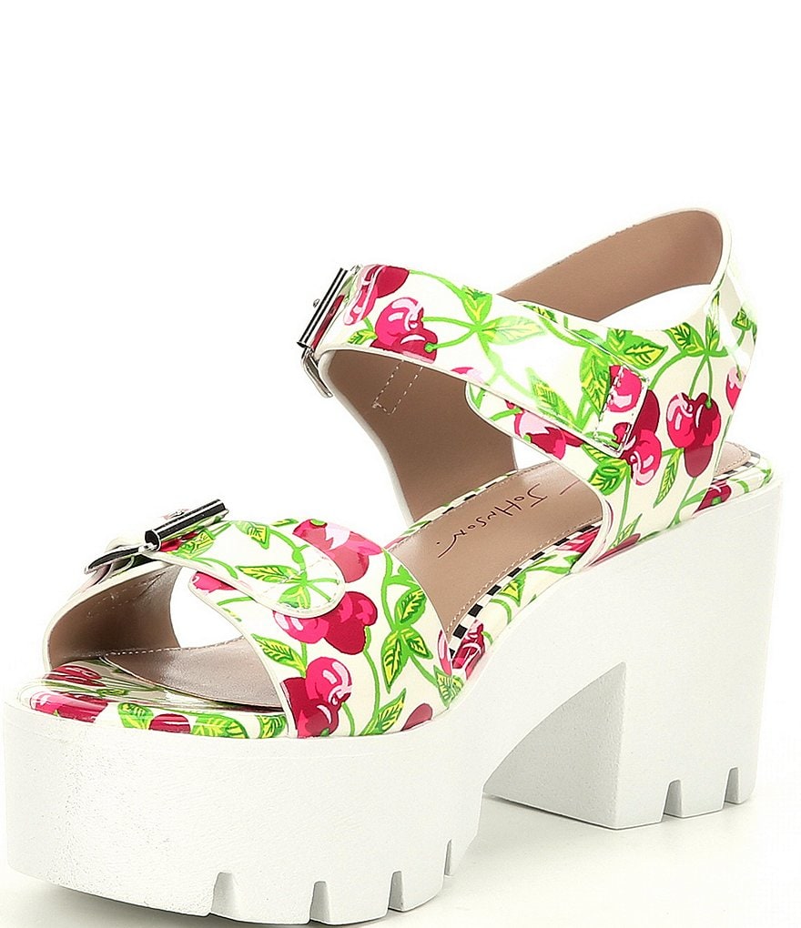 Betsey Johnson Chasse Cherry Print Platform Dress Sandals