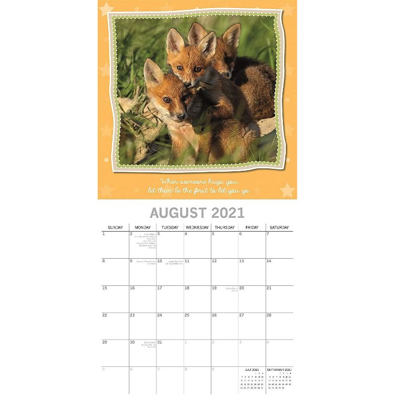 2021 Wall Calendar 12" x 12" Monthly View, Hugs, 16-Month, with 180 Reminder Stickers
