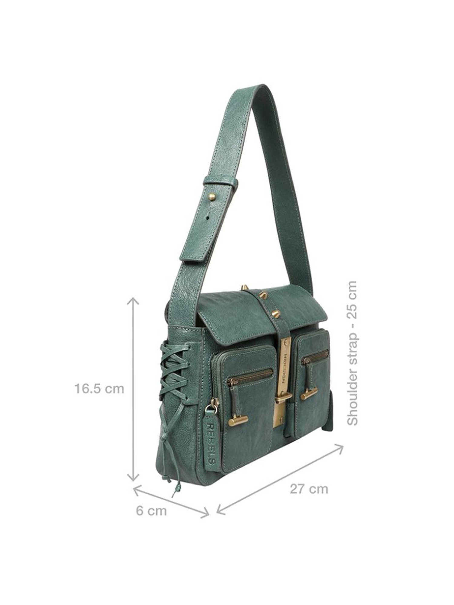 Hidesign Rebels Guevara 02 Burnt Goat Green Solid Small Shoulder Handbag