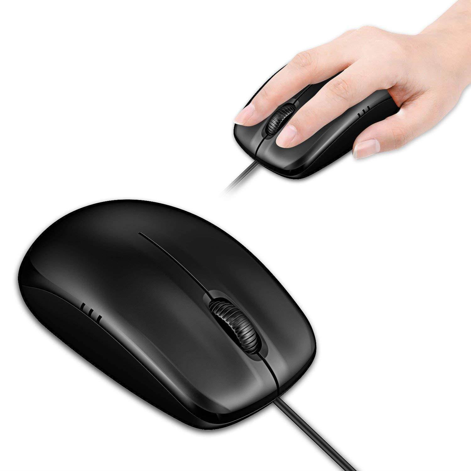 JETech 3-Button Wired USB Optical Mouse Mice (Black) - 0776