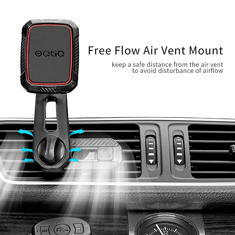 Air Vent Car Phone Mount, Long Arm Air Vent Phone Holder with 360 Rotation Design, Built-in 6 Strong Magnets, Universal Car Vent Holder for All Cell Phone & Mini Tablet