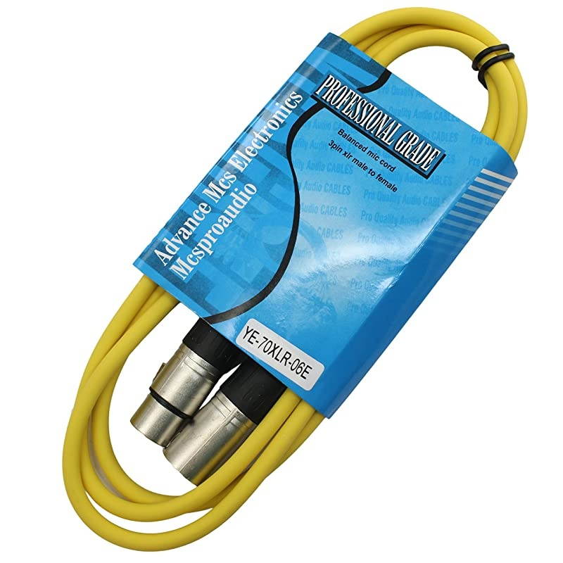 6 foot Male to Female XLR microphone cable (Yellow)