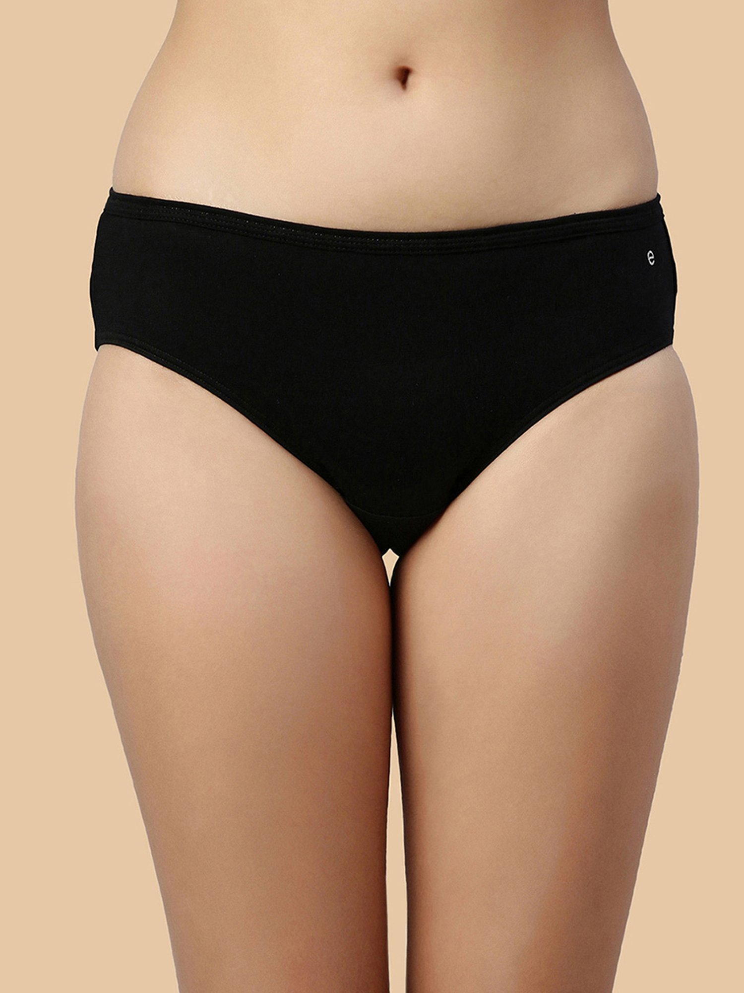 Enamor Jet Black & Nude Cotton Hipster Panty - Pack of 5