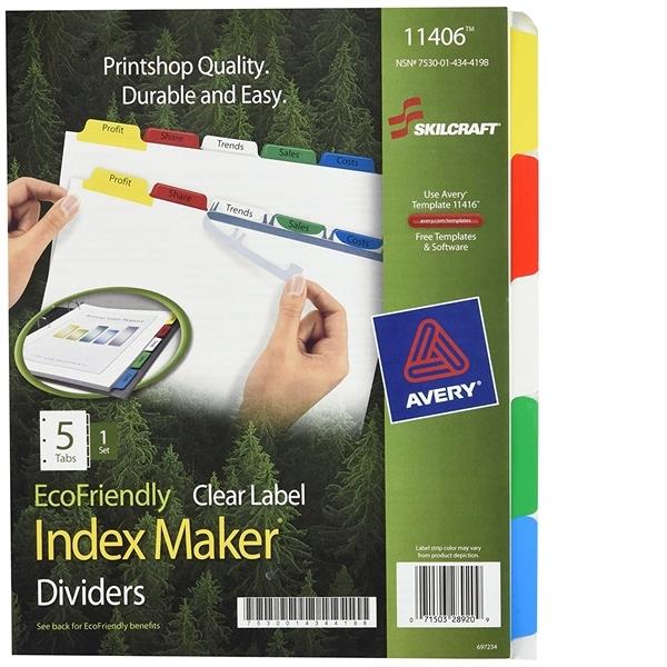 SKILCRAFT EcoFriendly Clear Label Index Divider