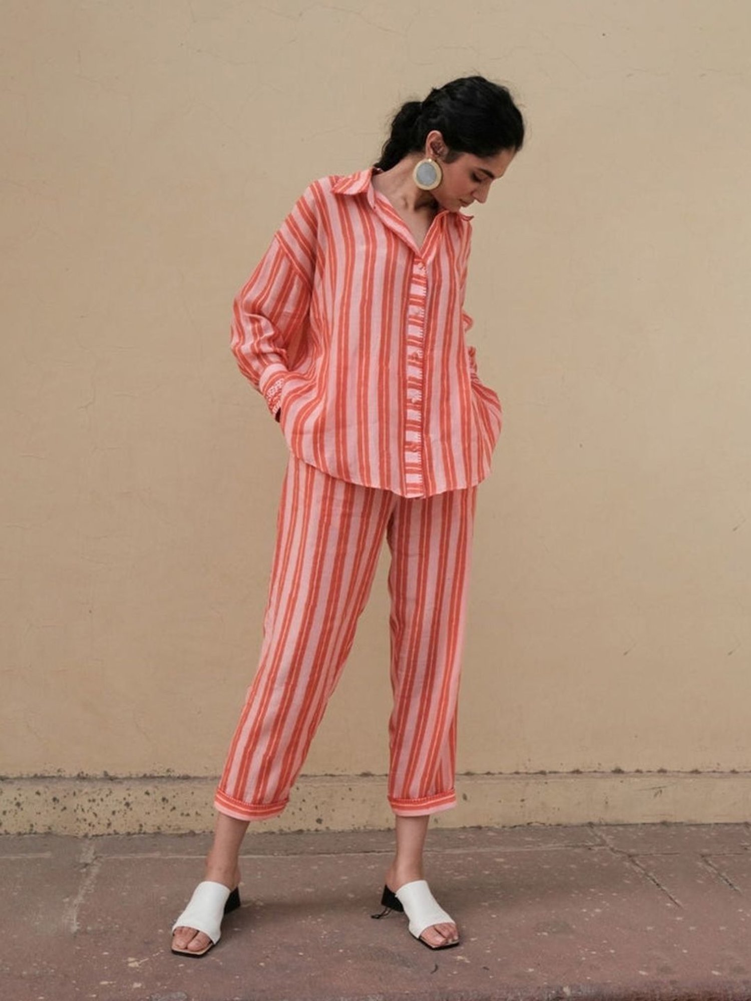 Khajoor Studio Pink & Red Bageecha Trellis Statement Shirt with Pant