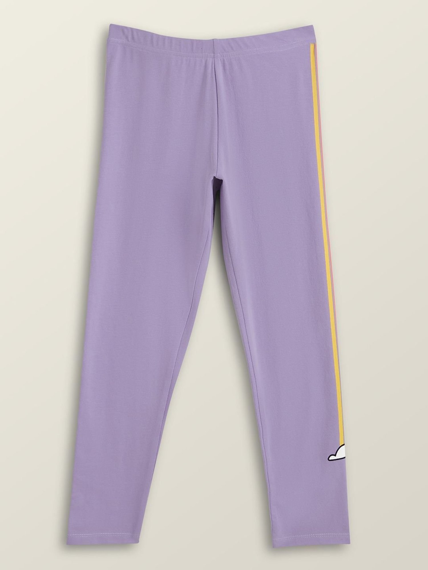 XY Life Kids Purple & Yellow Cotton Printed Leggings