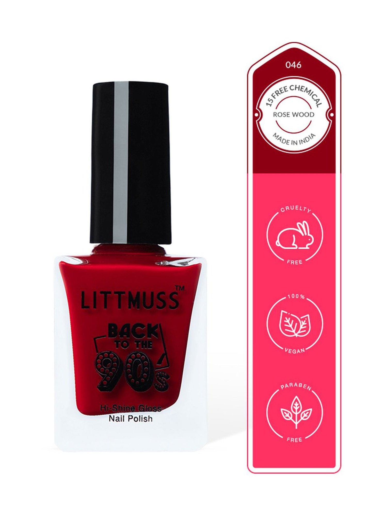 Littmuss Back To The 90's Hi Shine Gloss Nail Polish Rosewood Red 046 - 9.5 ml