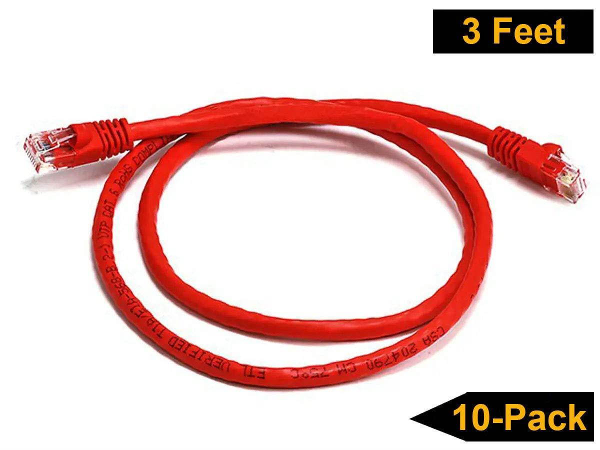 iMBAPrice - 3ft Cat5e Network Ethernet Patch Cable (10 Pack) - Red