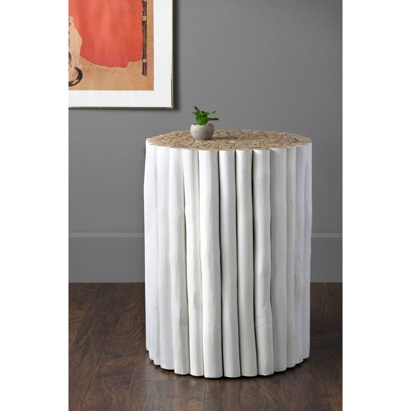 Serenity Teak Round Stool White - East at Main