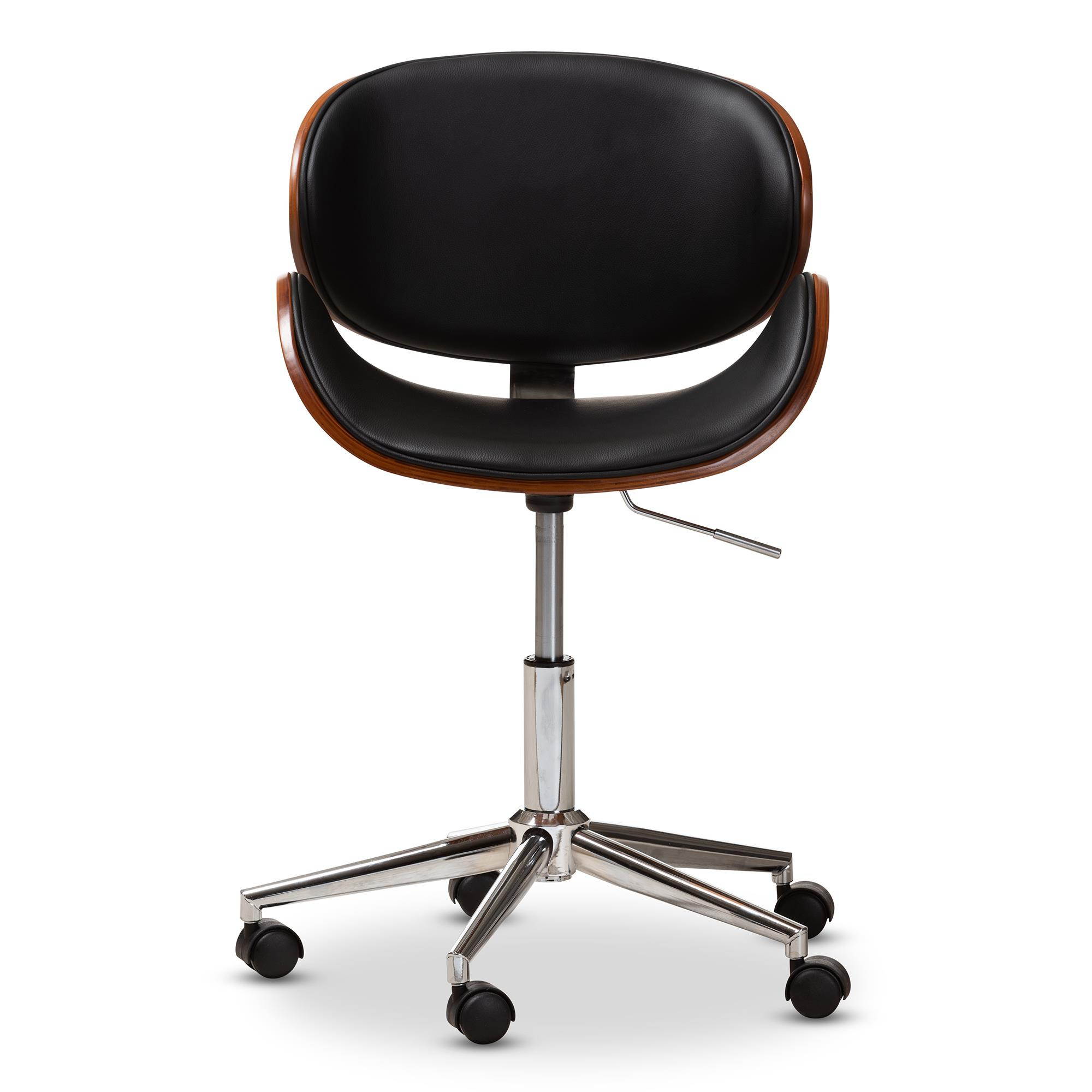 Baxton Studio Ambrosio Modern and Contemporary Black Faux Leather Upholstered Chrome-Finished Metal Adjustable Swivel Office Chair