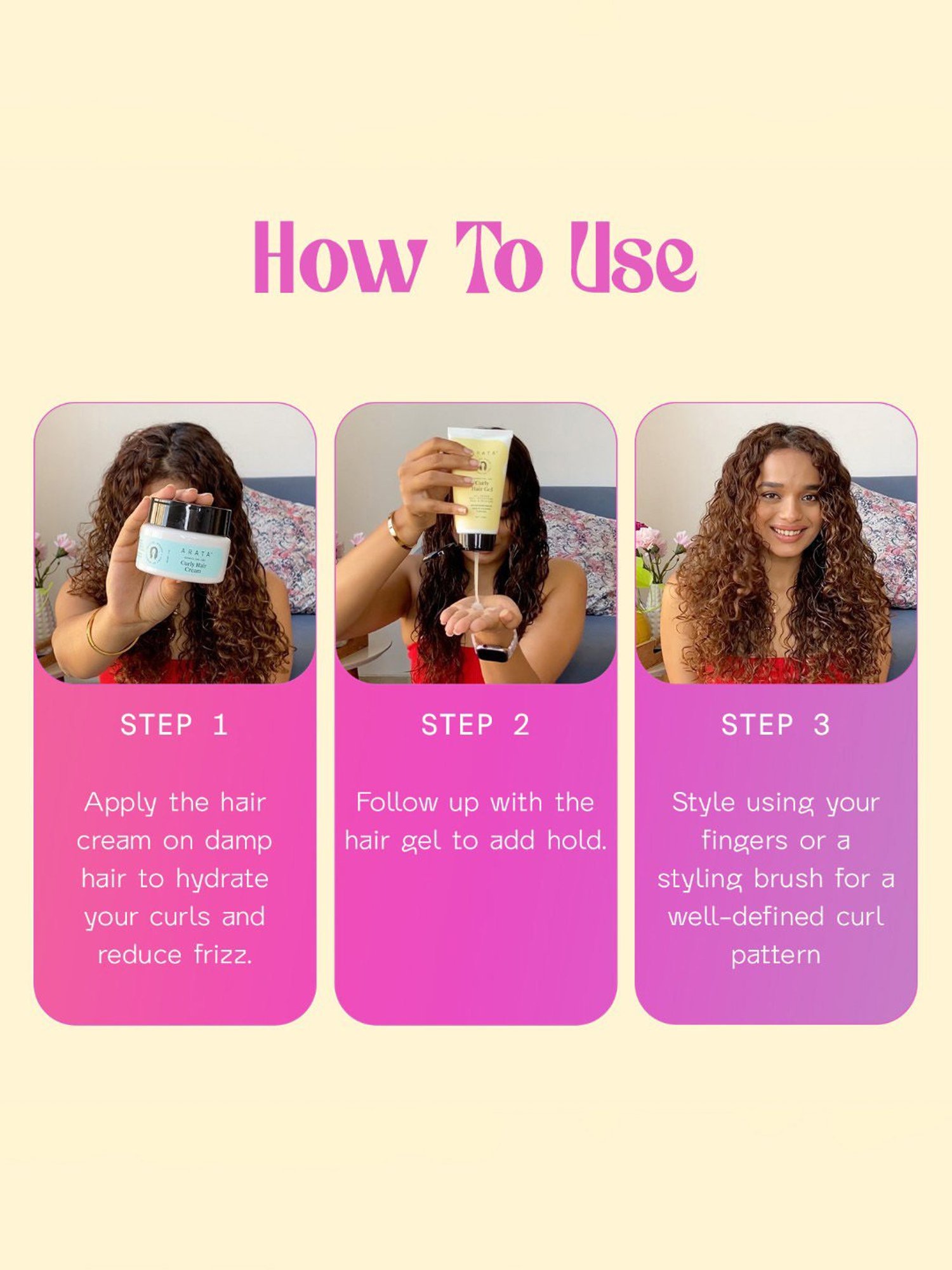 Arata Advanced Curl Care Hair Gel & Hair Cream Combo