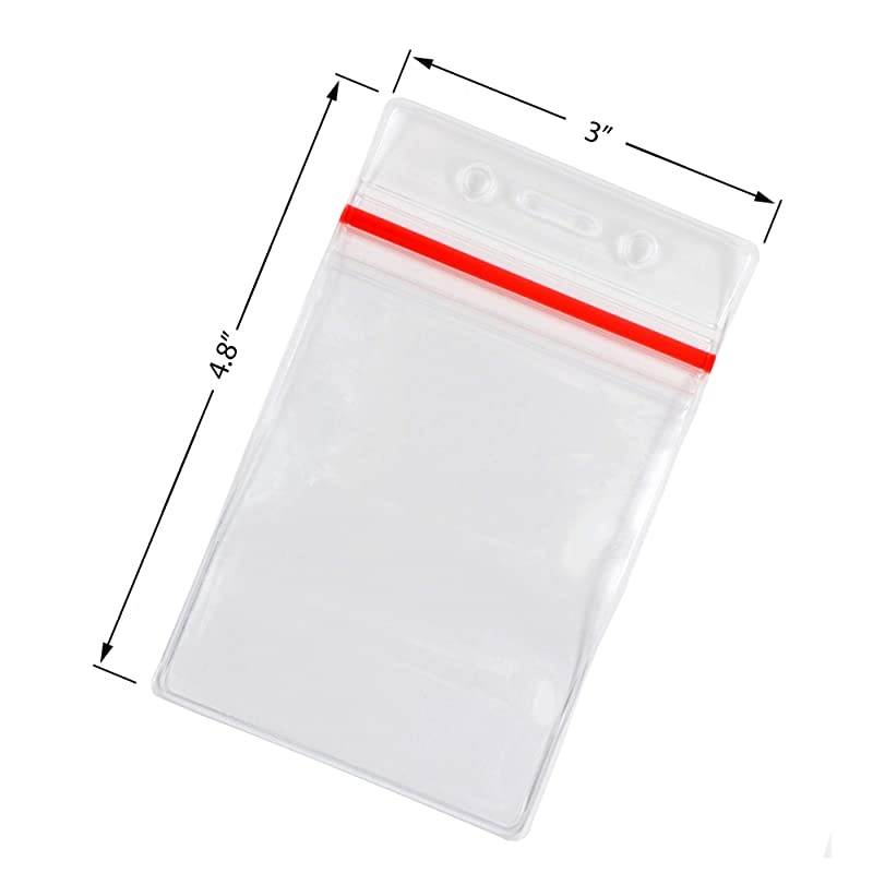 Pack - Vertical ID Badge Holder with Sealable Red Stripe