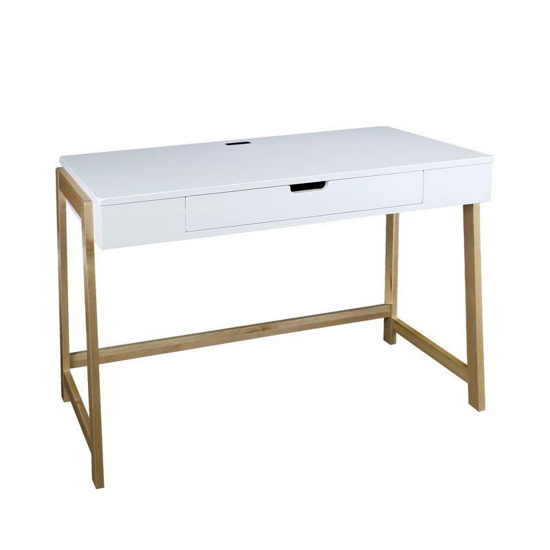 Neorustic Smart Desk with USB Ports White/Natural - Flora Home