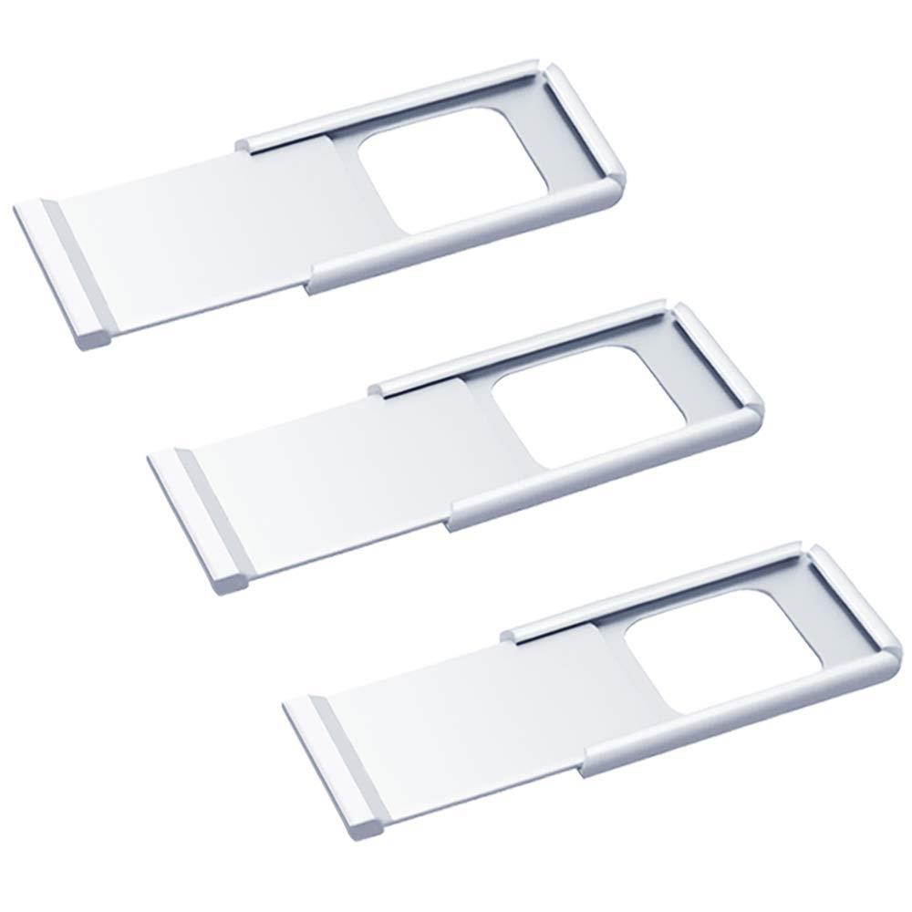 Webcam Cover, 3 Pack Web Camera Cover Slide for Laptop, Desktop, PC, Macboook Pro, iMac, Mac Mini, Computer, Smartphone, Protecting Privacy and Securtiy, Strong Adhensive (Silver)