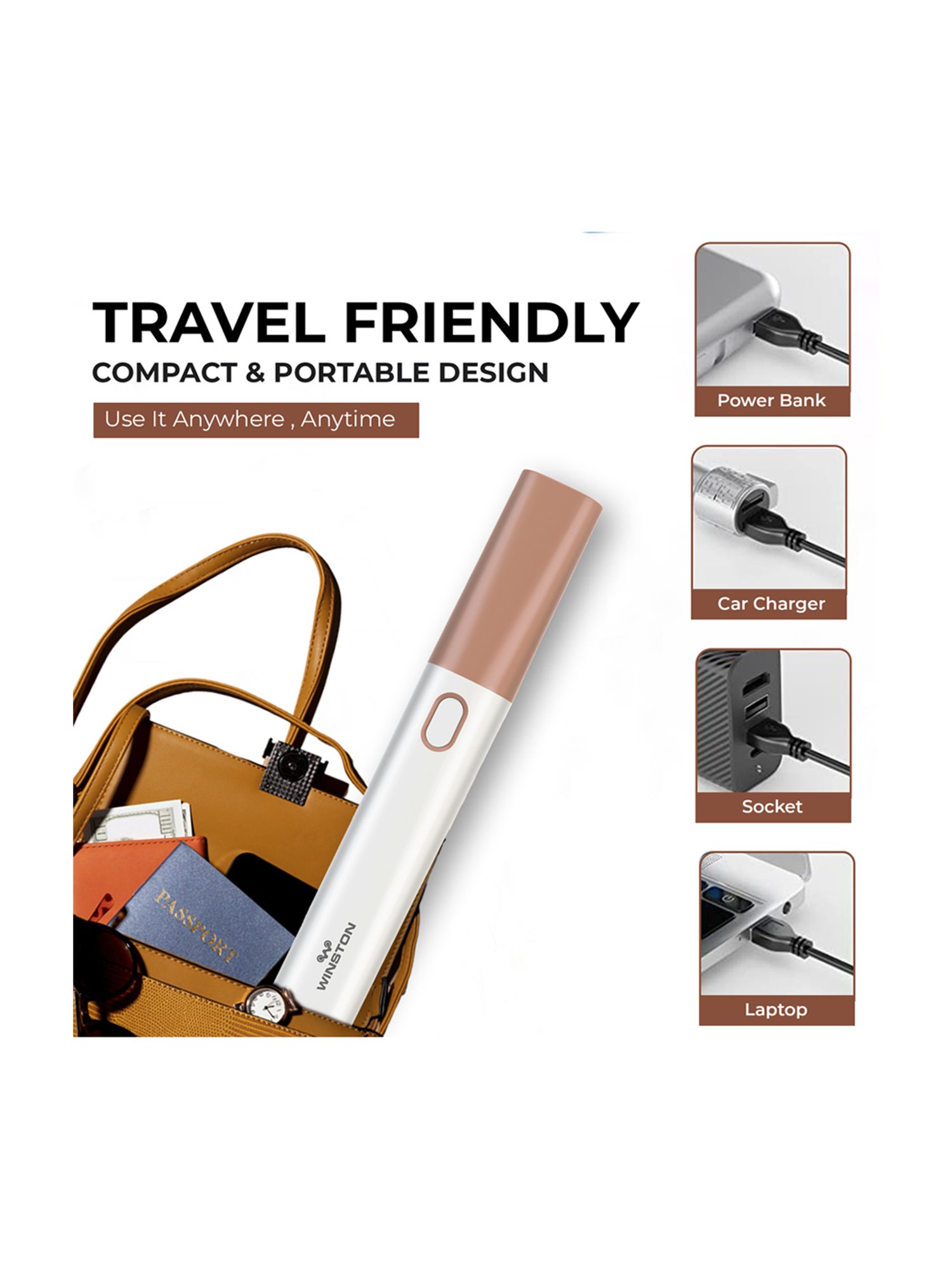 WINSTON Rechargeable Eyebrow Trimmer for Painless Hair Removal (White)