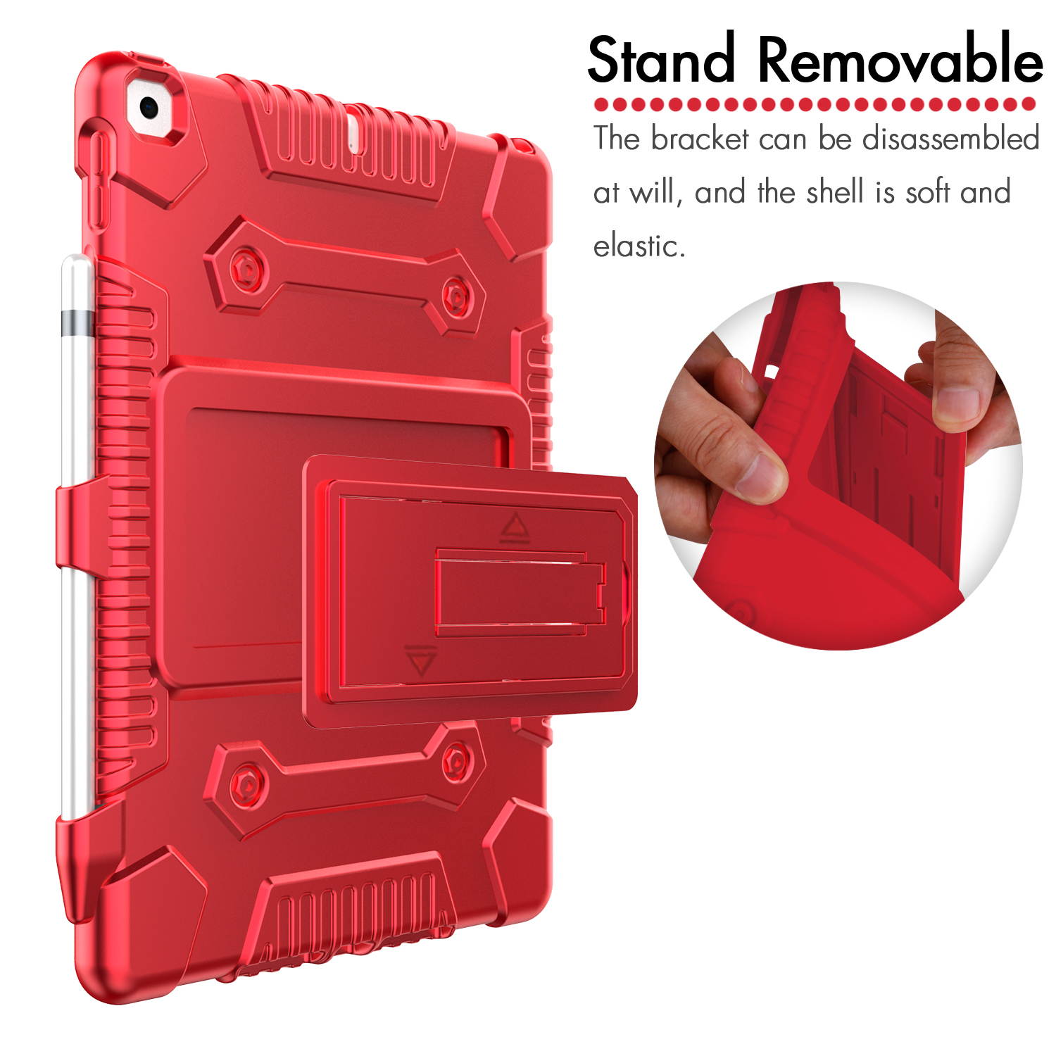 DONWELL For Apple iPad Case 10.2 inch 2020/2019 , iPad 7th/8th Gen, Flexible, Shockproof,Hybrid Soft Silicone Kickstand Case Protective Tablet Case Cover With Pencil Holder