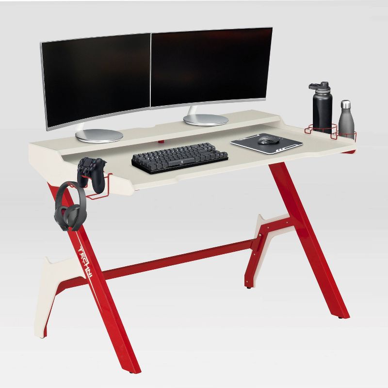 Ergonomic Computer Gaming Desk Red - Techni Sport