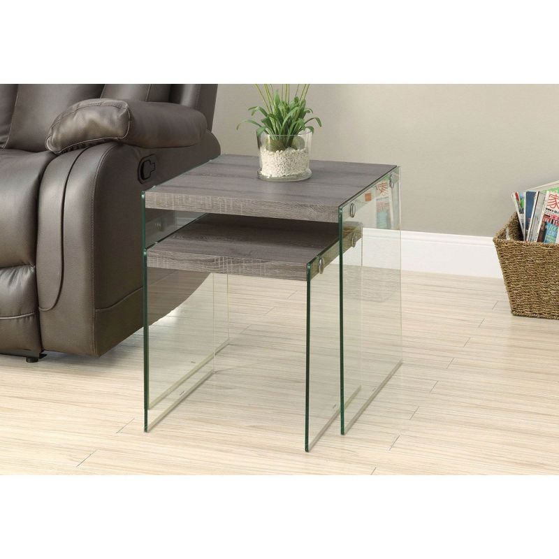 Monarch Specialties Tempered Glass Nesting End Tables & Glass Console Table