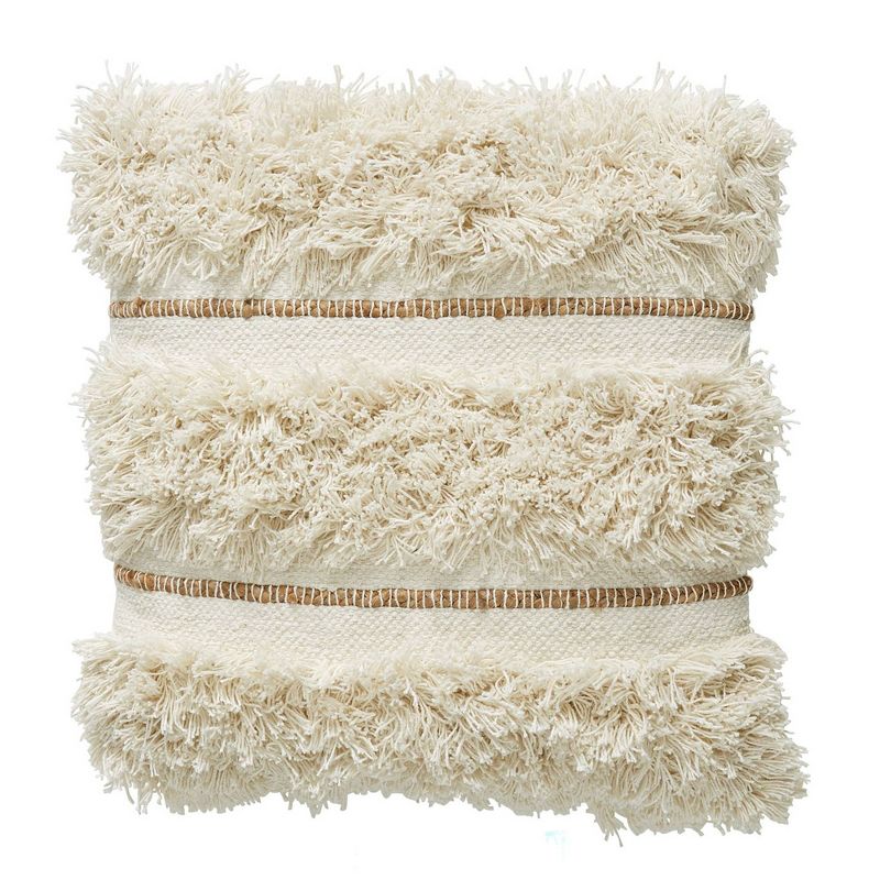 20"x20" Tufted Natural Striped Square Throw Pillow - Patina Vie