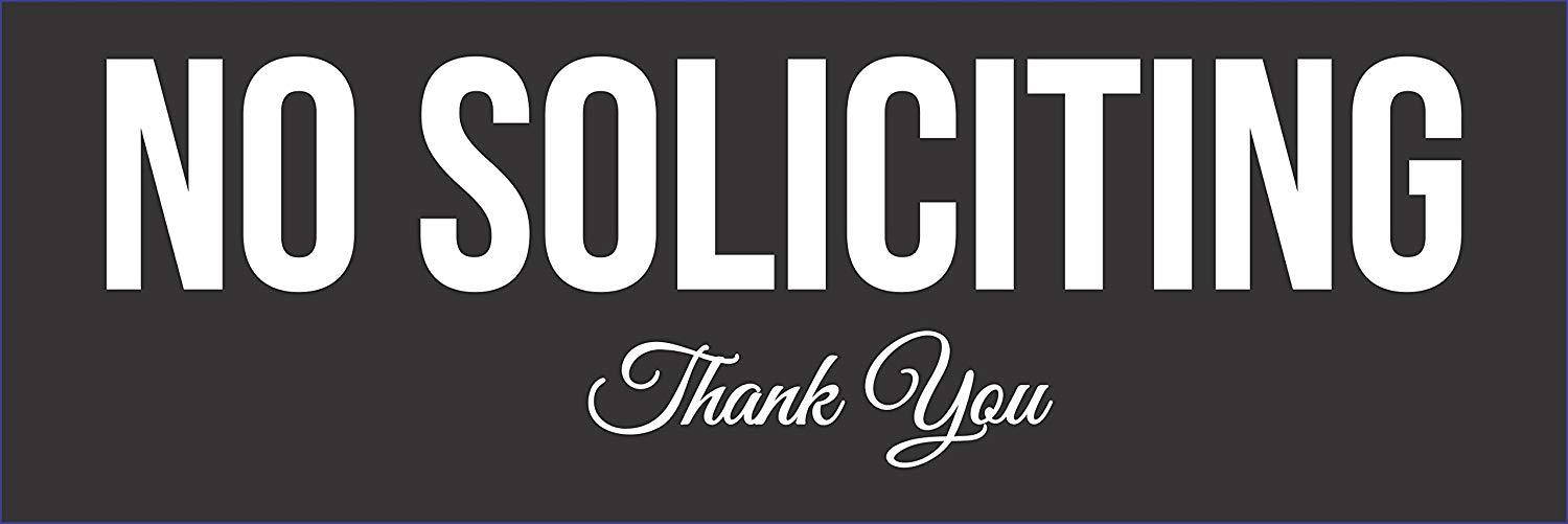 No Soliciting Sign (Black) - Large