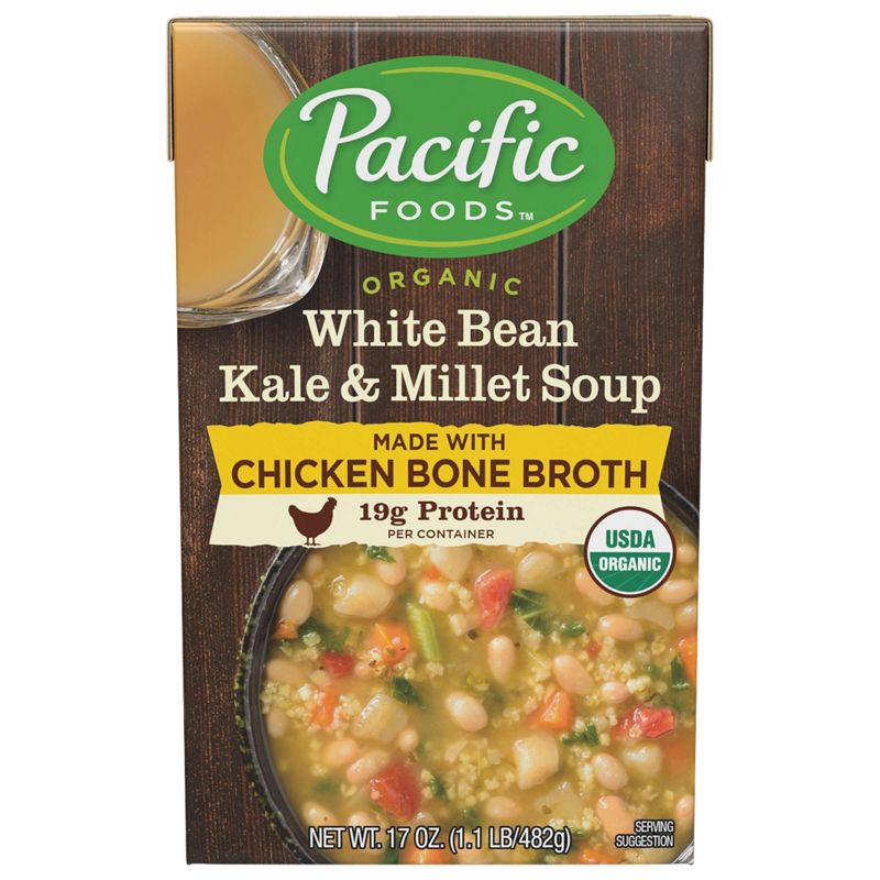 Pacific Foods Organic Chicken Bone Broth White Bean Kale & Millet Soup - 17oz