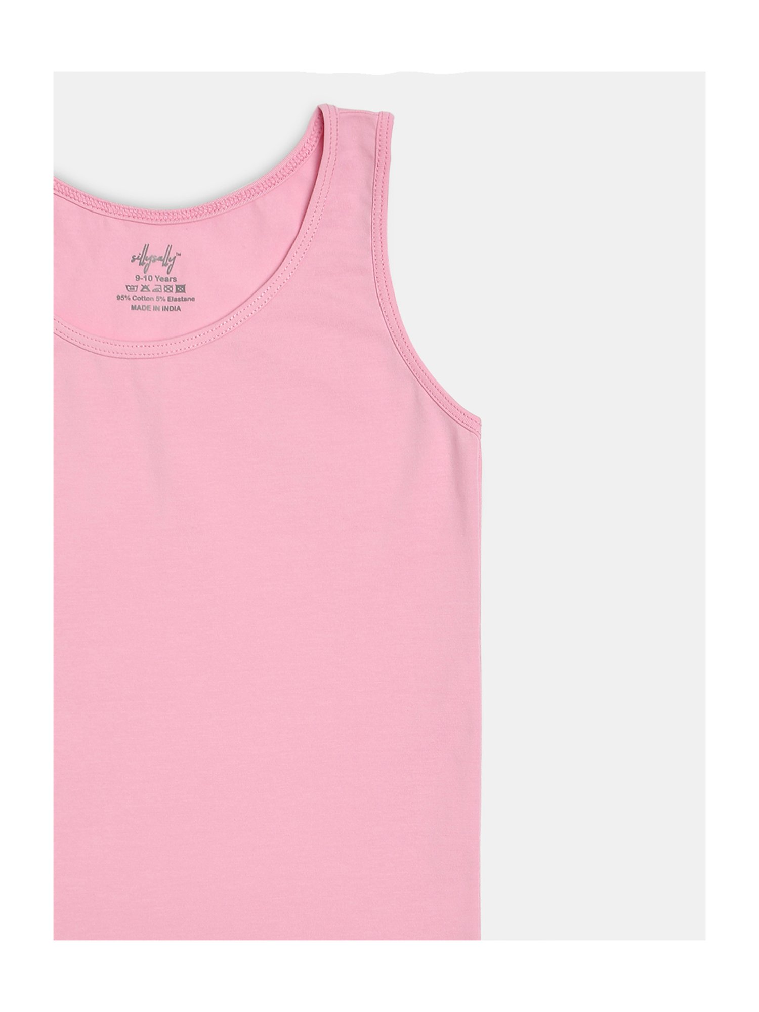 Sillysally Kids Pink & Sage Green Solid Camisole (Pack Of 2)