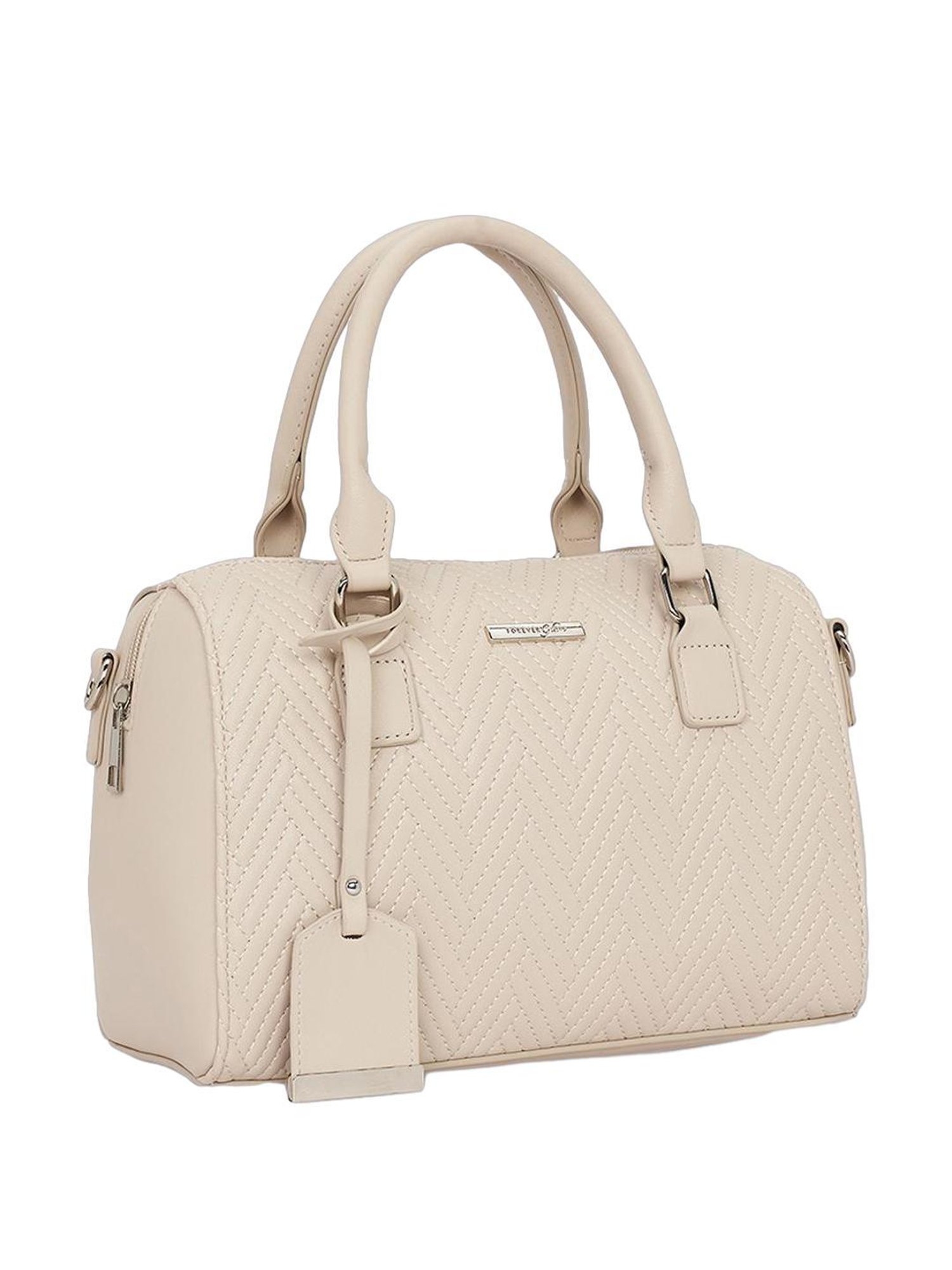 Forever Glam by Pantaloons Light Beige Textured Handbag