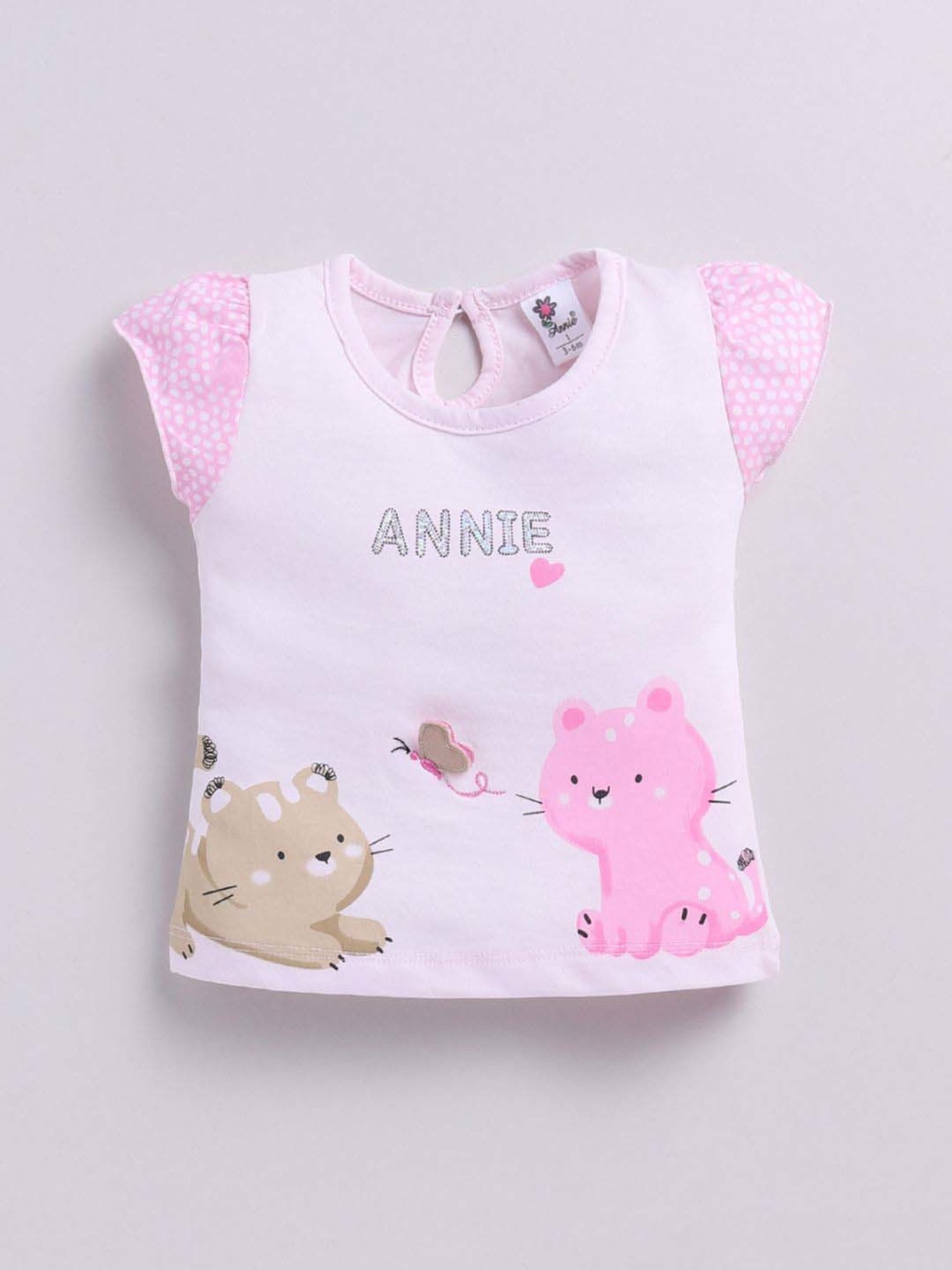 ANNIE Girls Pink Cotton Printed Top & Short sets