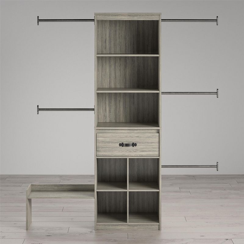 Nova Grow with Me Grey Oak Adjustable Kids&rsquo; Closet Organizer System