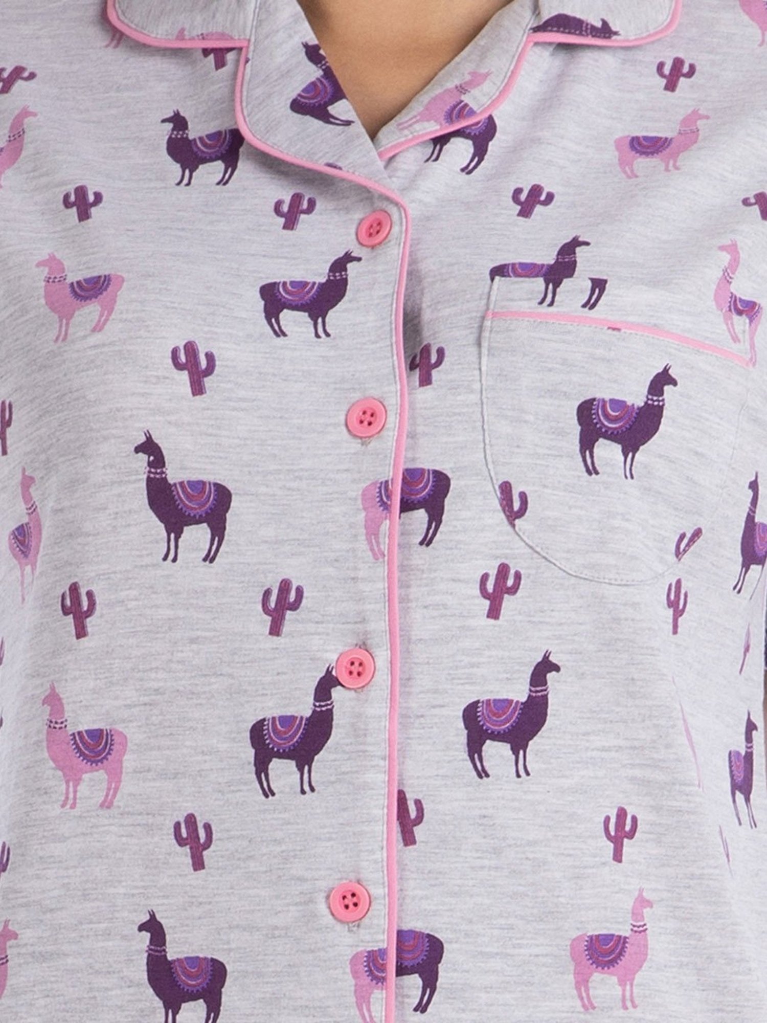 Nite Flite Grey Printed Shirt With Pyjamas