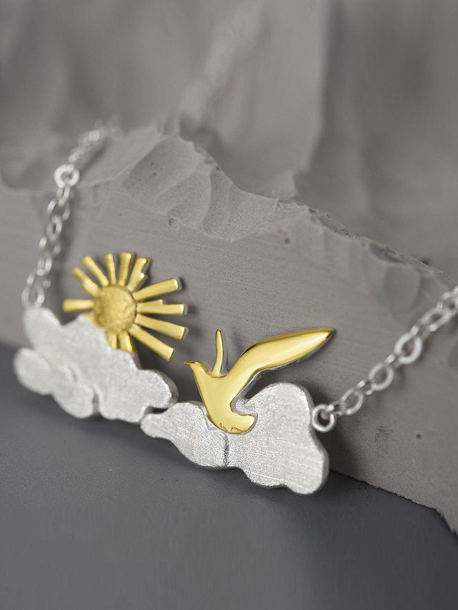 Rihi by P.C. Chandra Jewellers 92.5 Sterling Silver Rising Sun Necklace for Women & Girls