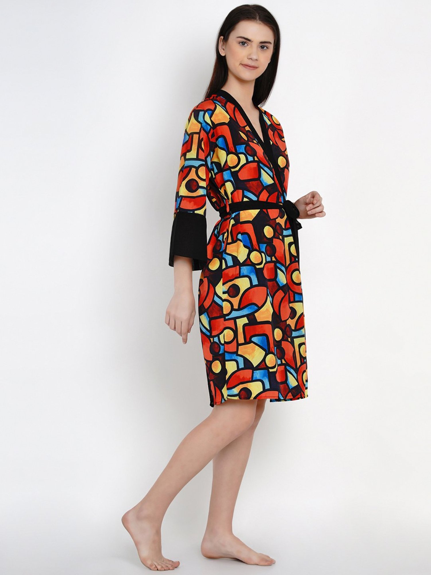 Erotissch Multicolored Printed Robe
