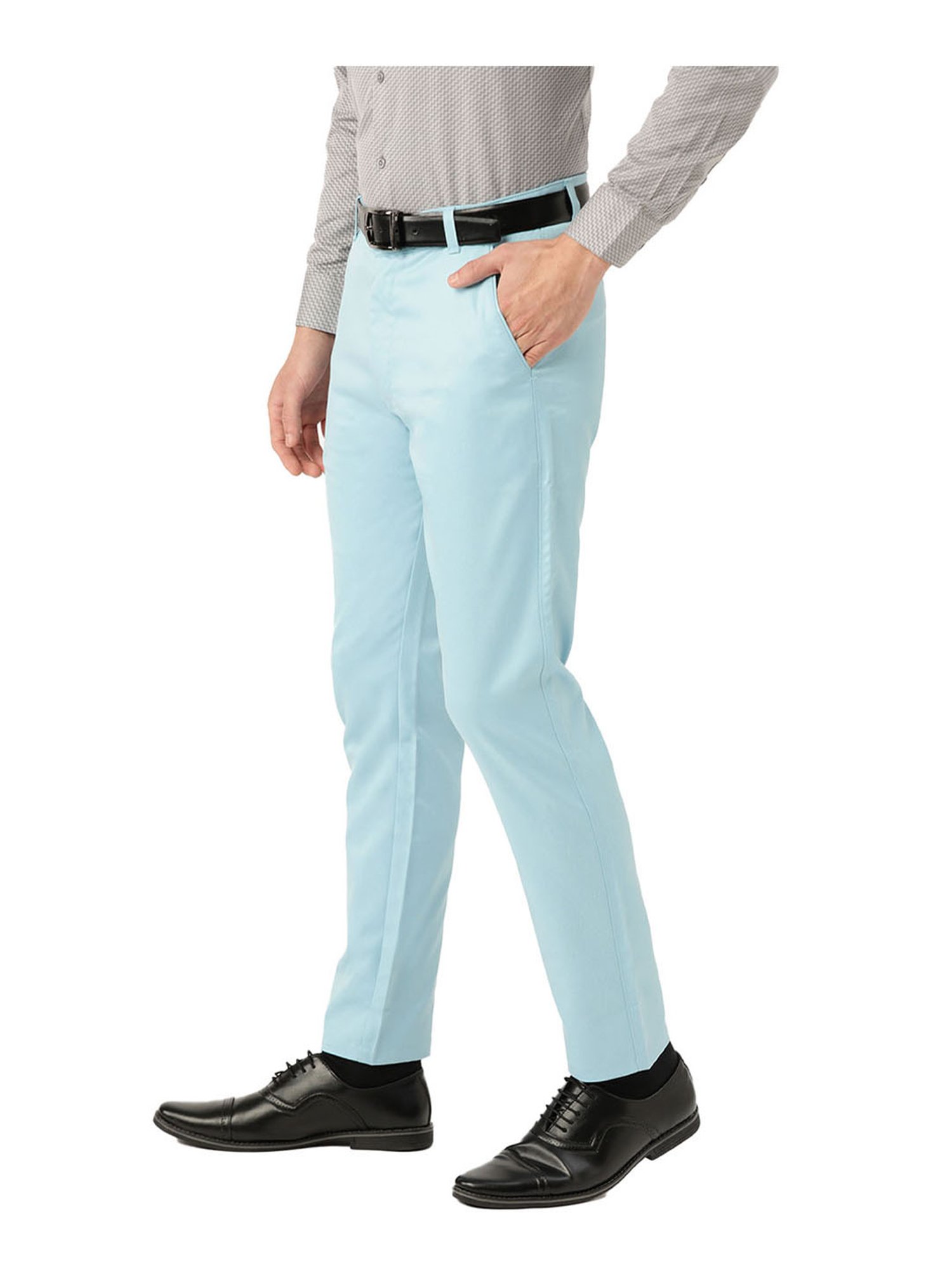Sojanya Sky Blue Regular Slim Fit Trousers