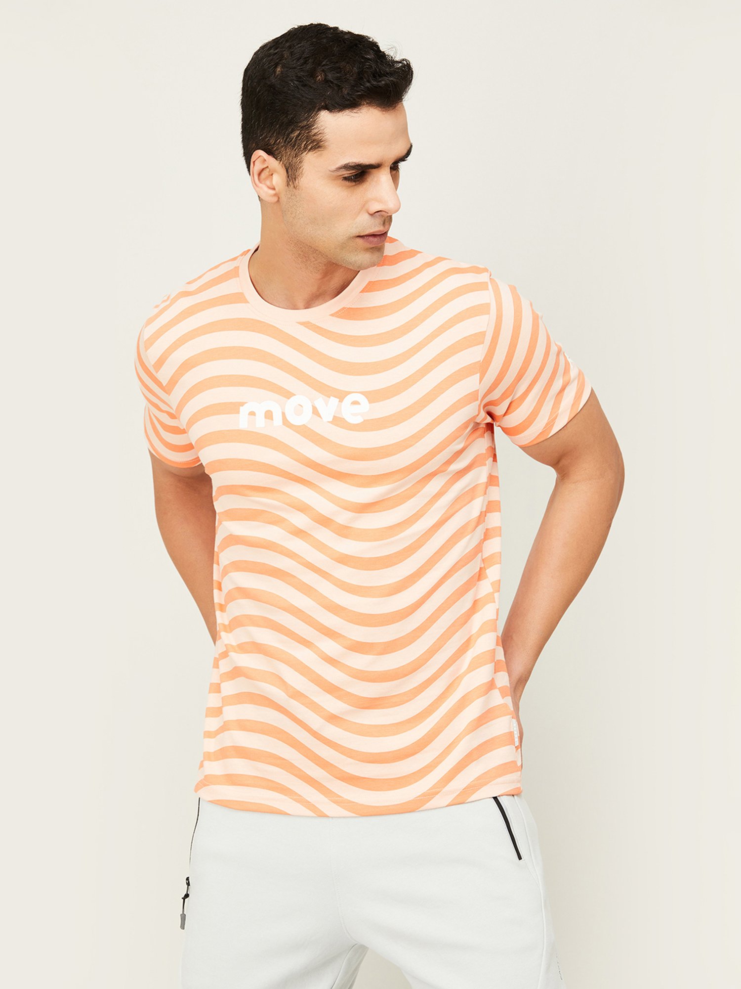 KAPPA Peach Regular Fit Round Neck Sports T-Shirt
