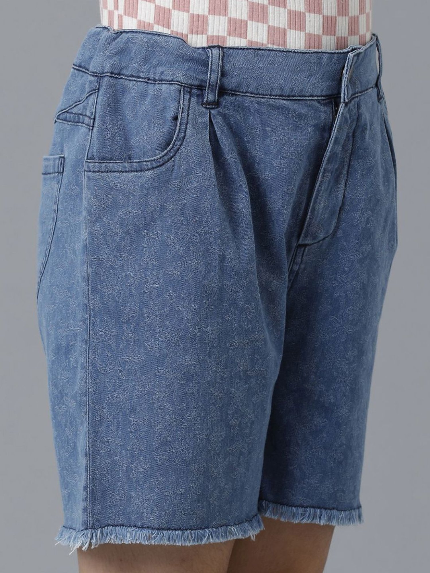 Under Fourteen Only Kids Blue Cotton Floral Print Shorts