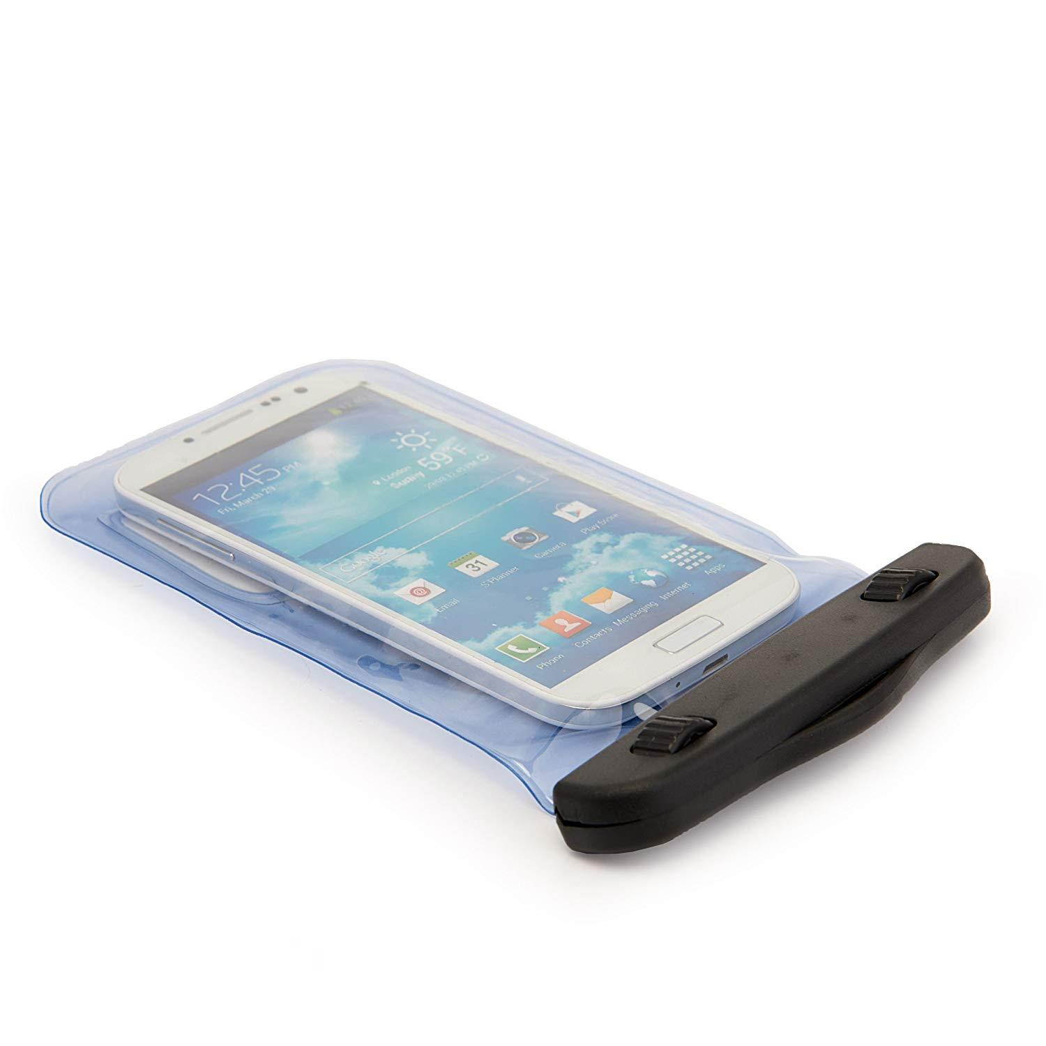 SumacLife Waterproof Pouch with Removable Wristlet for iPhone, S6, M9, Xperia Z3, Moto, Lumia, Fire, Nexus - Retail Packaging - Blue