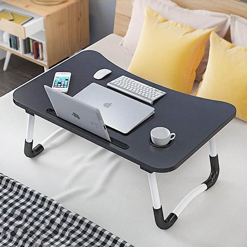 Laptop Bed Tray Table  Portable Laptop Desk Lap Tablet with Foldable LegsampCup Slot Multifunctional Notebook Stand Reading Holder for Eating Breakfast Reading Book Watching Movie on BedCouch