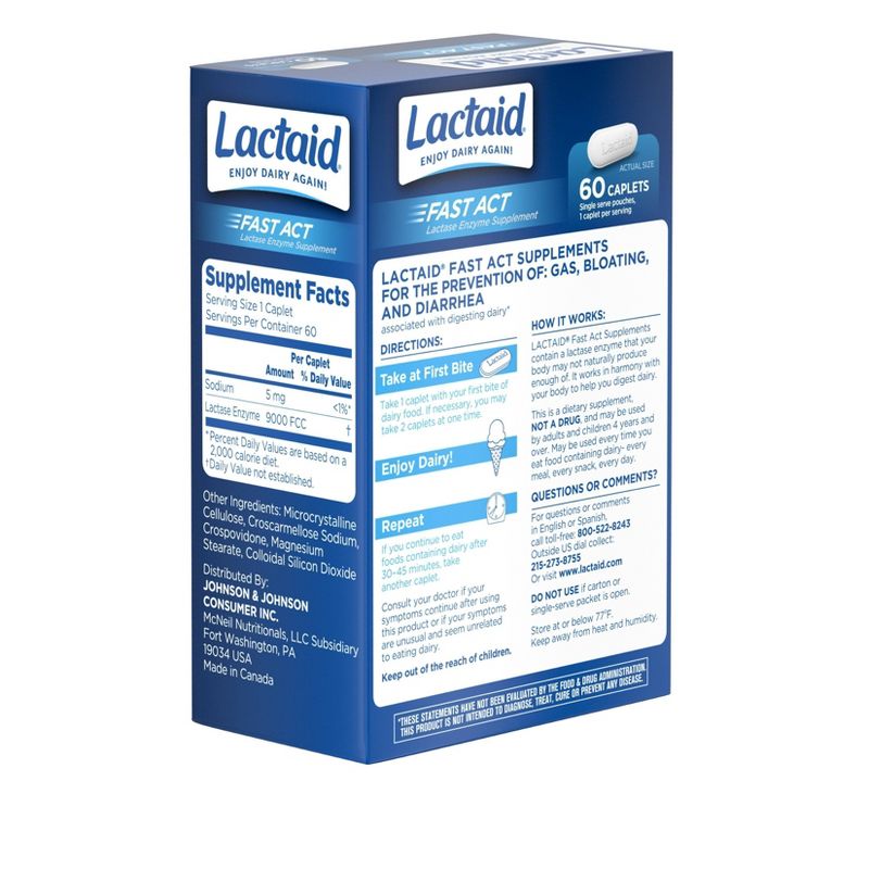 Lactaid Fast Act Lactose Intolerance Caplets - 60pk
