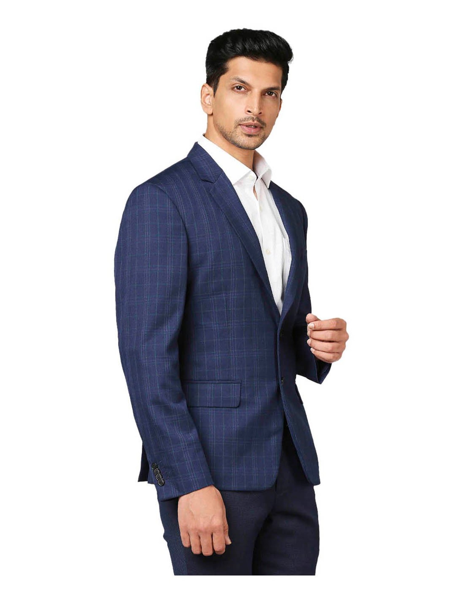 Raymond Dark Blue Checks Blazer