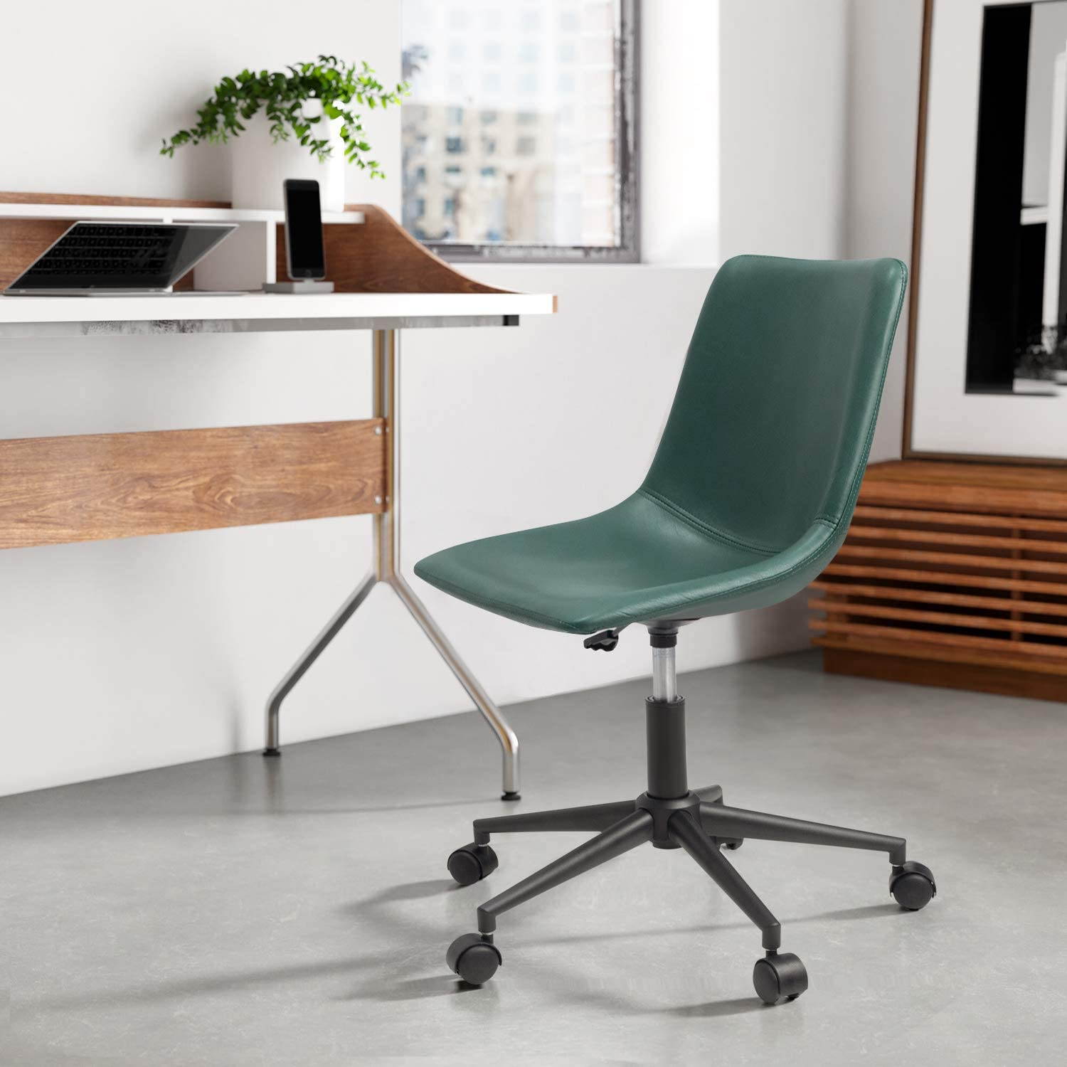 Global Leather Task Chair, Black (8993BK450/550) 