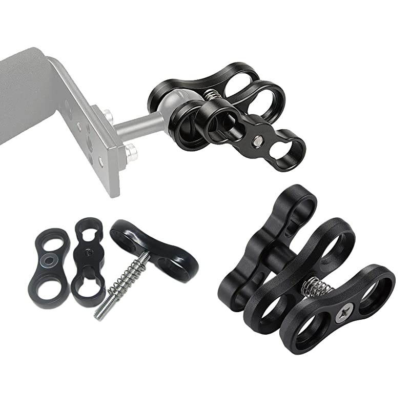 2 PCS x 1quot Inch Aluminum Standard Long Ball Clamp Mount for Underwater Diving Light Arm SystemWork with Ram Mounts