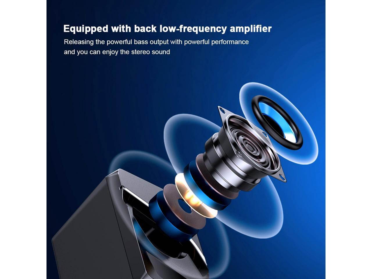 V116 Mini USB 2.1 Stereo Sound Speaker Desktop Computer Subwoofer Home Low Frequency Amplifier for Phone Notebook Upgraded Version