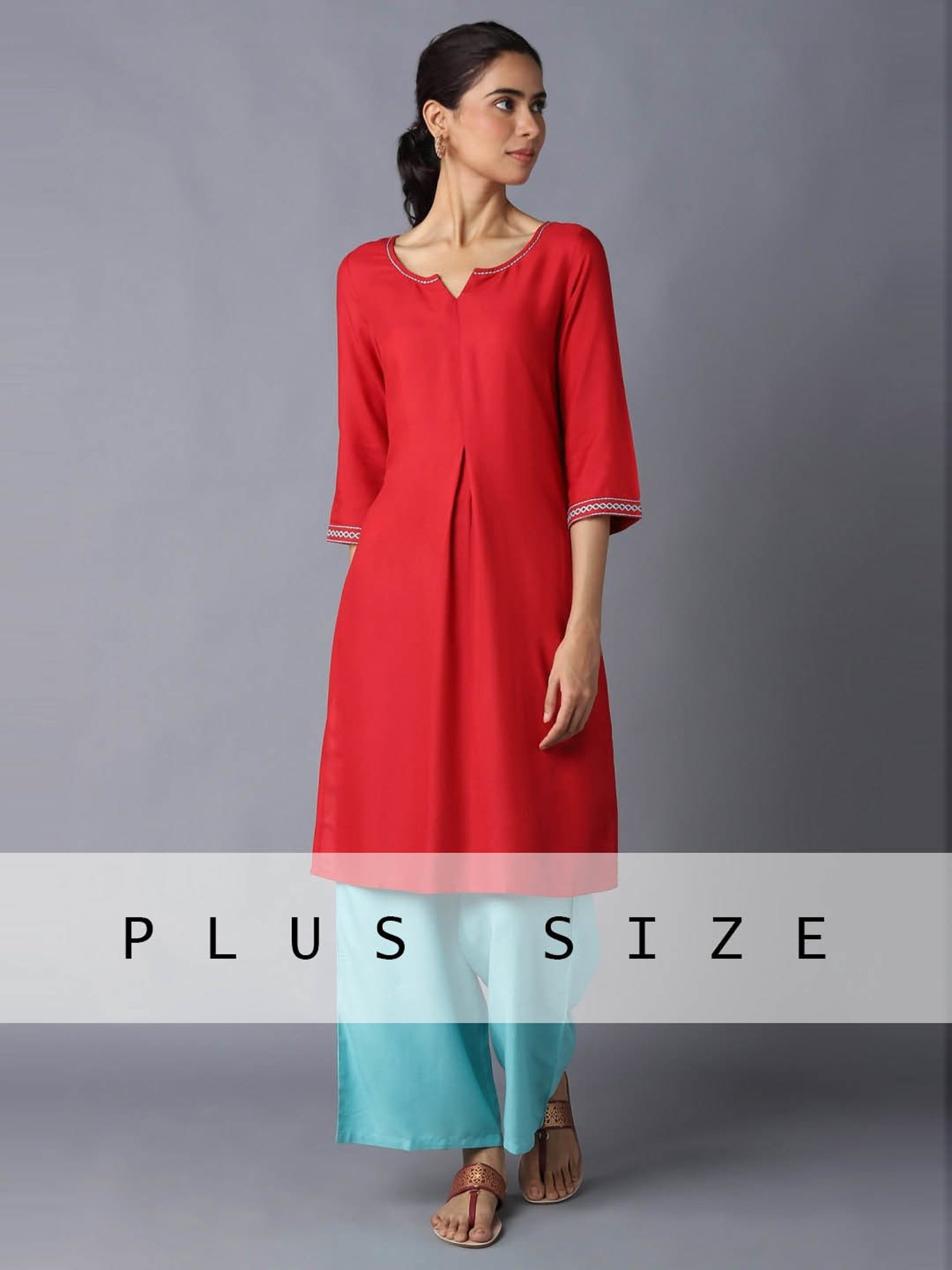 Aurelia Red & Blue Kurta Palazzo Set